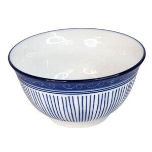 Pier 1 Blue White Hand painted Salad, Cereal Serving Bowl 5" Mint Condition.